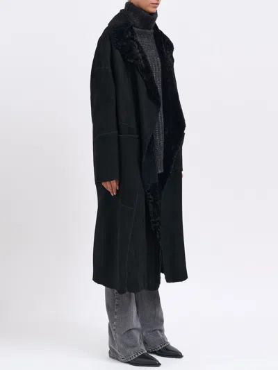 Giorgio Brato Oversized Sheepskin Coat In Black