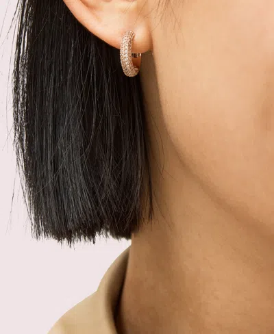 Kate Spade Gold-tone Small Pave Huggie Hoop Earrings, 0.62" In Gold