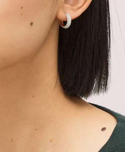 Kate Spade Gold-tone Small Pave Huggie Hoop Earrings, 0.62" In Metallic