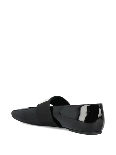 Givenchy Women Patent Leather Ballerinas With Maxi Logo Label In Black