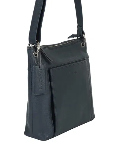 Mancini Pebble Trish Leather Crossbody Handbag With Organizer In Black