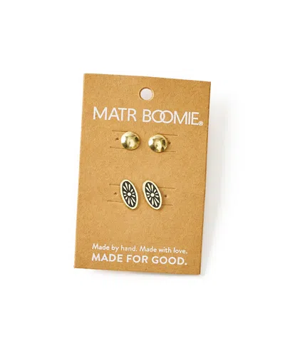 Matr Boomie Nisha Ball And Oval Stud Earrings, Set Of 2 In Multi