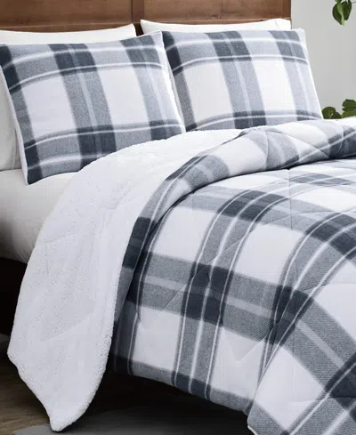 Cannon Cozy Teddy Plaid 2 Piece Comforter Set, Twin Xl In Multi