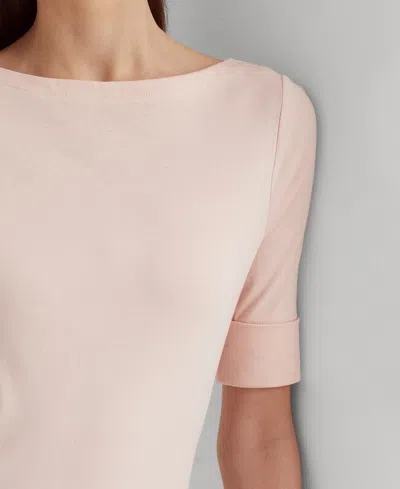 Ralph Lauren Petite Stretch Boatneck Top In Pink