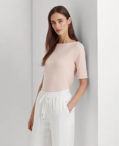 Ralph Lauren Petite Stretch Boatneck Top In Pink