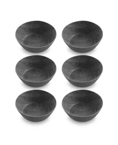 Abode Homewares 7.5" Faux Real Wood 6-piece Low Bowl Set, 42 oz In Multi
