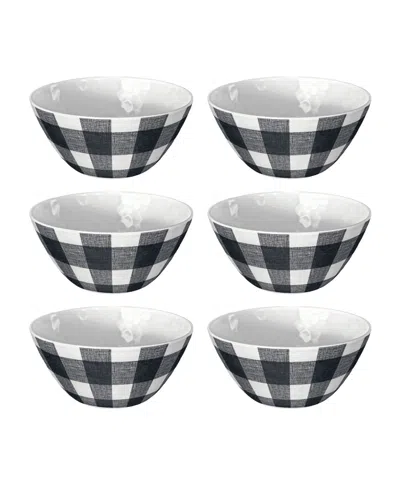 Abode Homewares Vintage-like Black Buffalo Check Melamine Bowls, Set Of 6