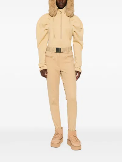 Goldbergh Beige Belted Zipped Trousers In Brown