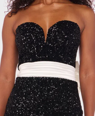Alex & Sophia Juniors' Strapless Sequin Embellished Sweetheart Dress In Black