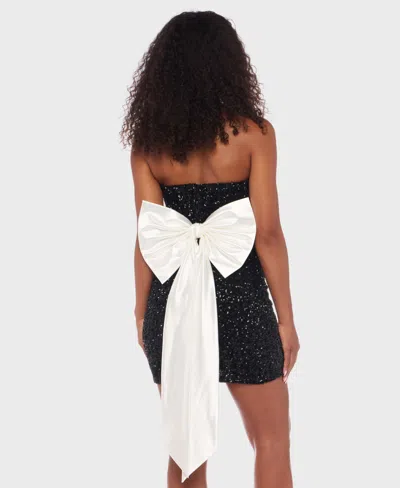 Alex & Sophia Juniors' Strapless Sequin Embellished Sweetheart Dress In Black