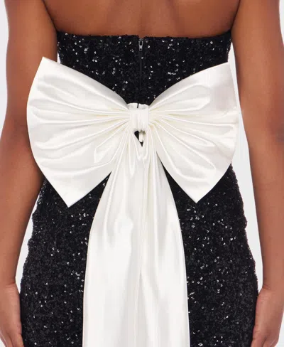 Alex & Sophia Juniors' Strapless Sequin Embellished Sweetheart Dress In Black