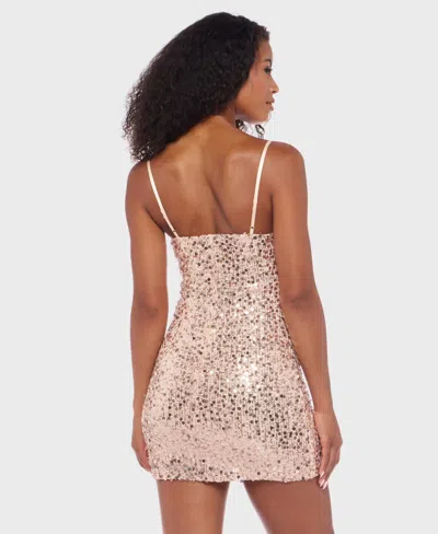 Alex & Sophia Juniors' Sequined Short Dress In Pink