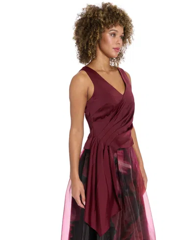 Muse Women'sâ Asymmetrical Pleated V-neck Top In Purple