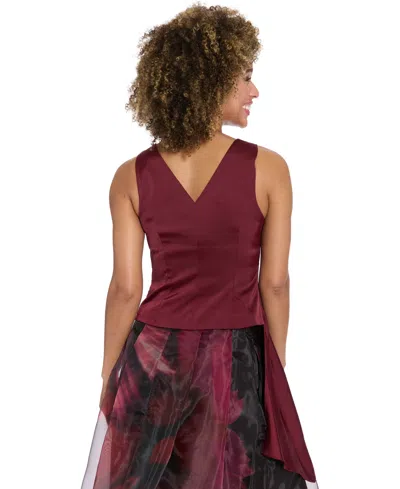 Muse Women'sâ Asymmetrical Pleated V-neck Top In Purple