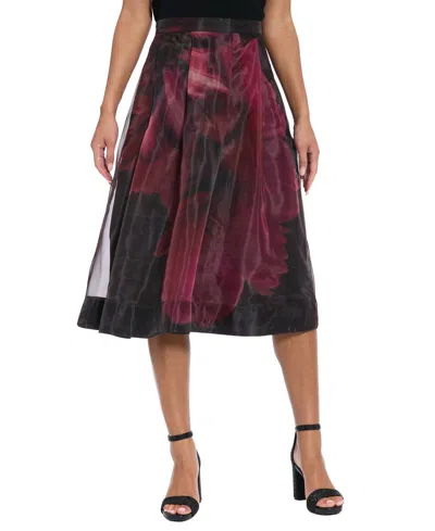 Muse Plus Size Pleated Organza Midi Skirt In Purple
