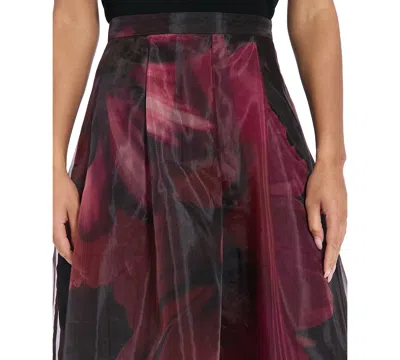 Muse Plus Size Pleated Organza Midi Skirt In Purple