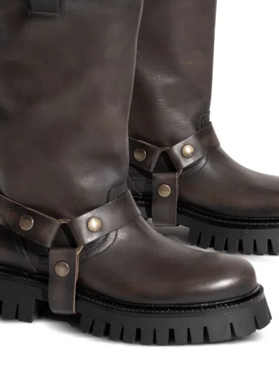 Golden Goose Flat Ankle Boots In Green