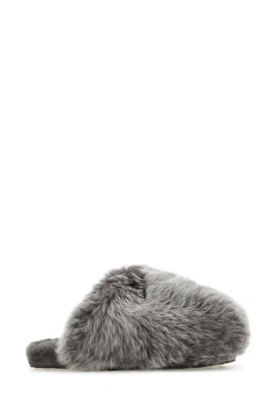 Ugg Shearling Faux Fur Scuffette House Slippers In Gray