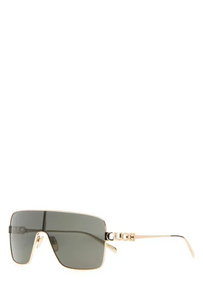 Gucci Women Platinum Metal Sunglasses In Gold