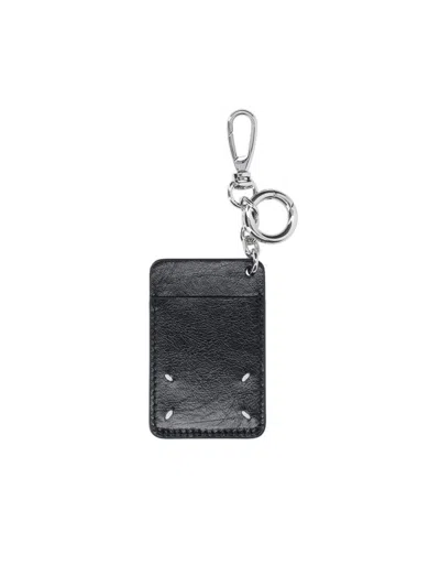 Maison Margiela Card Holder With Keychain In Metallic
