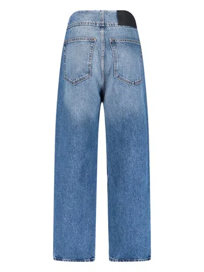 Mm6 Maison Margiela Straight Trousers Belt Loops Back Pockets In Blue