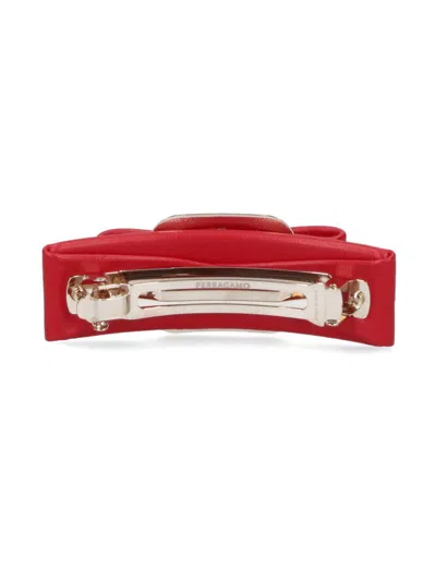 Ferragamo Hair Bow Accessory Metallic Accent Detail In Red
