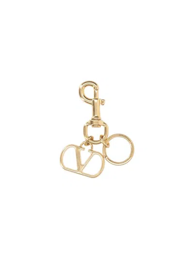 Valentino Garavani Valentino Vlogo Signature Keychain In Gold