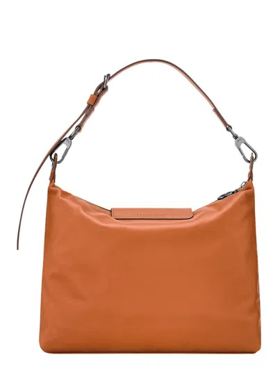 Longchamp 'le Pliage Xtra' Brown Medium Shoulder Bag With Adjustable And Removable Shoulder Steap And Embossed In Brown