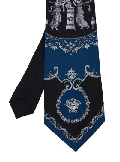 Versace Pattern-printed Tie In Blue