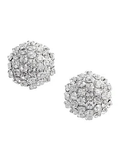 Self-portrait Crystal Flower Earrings In Silver