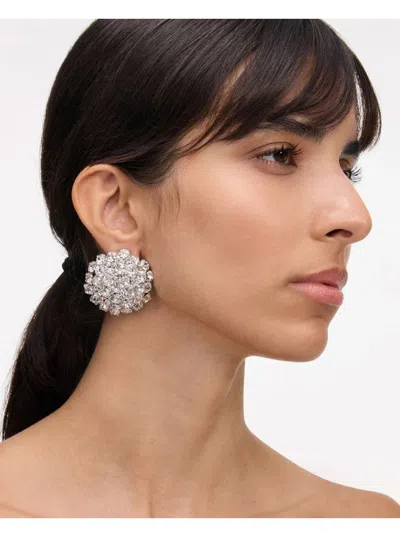 Self-portrait Crystal Flower Earrings In Silver