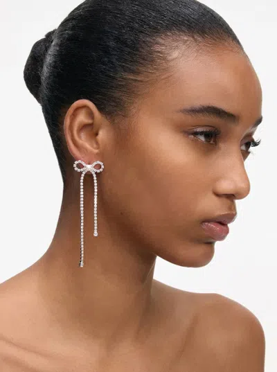 Self-portrait Crystal-embellished Drop Earrings In Metallic