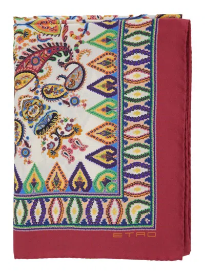 Etro Multicolor Scarf With All-over Paisley Print In Silk Woman In Brown
