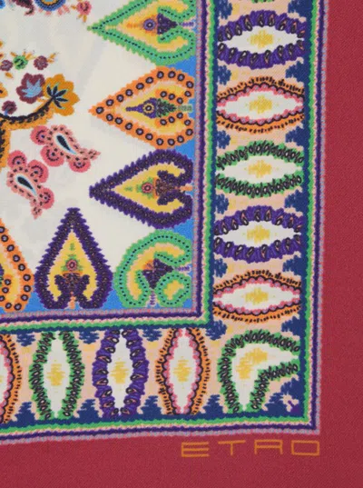 Etro Multicolor Scarf With All-over Paisley Print In Silk Woman In Brown