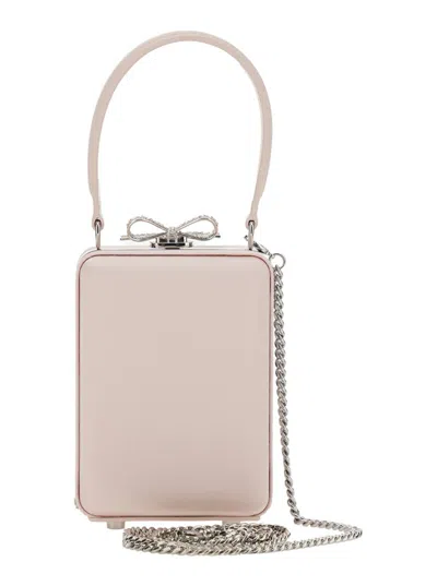 Self-portrait Pink Satin Floral Beaded Micro Bag In Pink