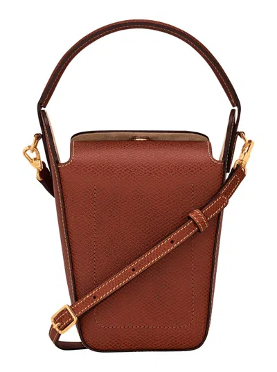 Longchamp 'epure' Brown Crossbody Bag With Adjustable And Removable Shoulder Strap And Embossed Logo On The Fr In Brown