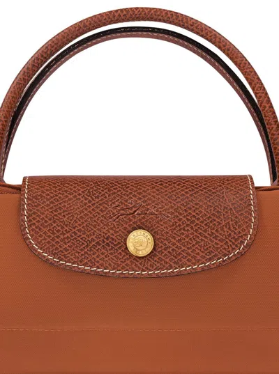Longchamp 'le Pliage S' Brown Handbag With Engraved Logo In Recycled Canvas Woman In Brown