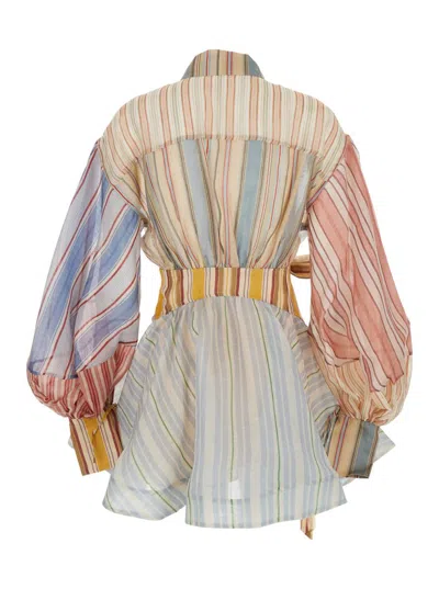 Zimmermann Ribellion Stripe Mini Dress In Multi