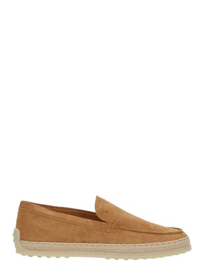 Tod's Pantofola Rafia Suede In Brown