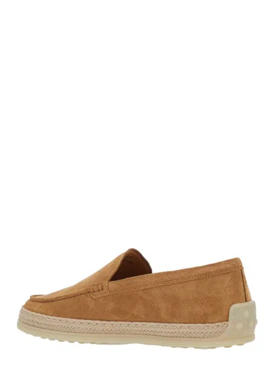 Tod's Pantofola Rafia Suede In Brown