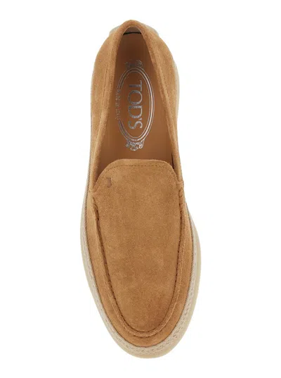 Tod's Pantofola Rafia Suede In Brown