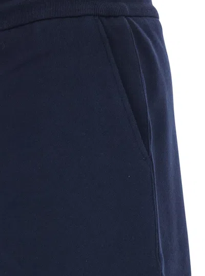 Thom Browne Blue Shorts With Drawstring Waist And Maxi 4-bar Logo In Cotton Man In Blue