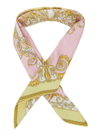 Versace Multicolor Scarf With All-over Baroque Print In Silk Woman In Multi