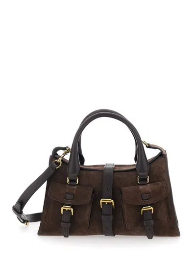 Mulberry Small Suede Roxanne Top-handle Bag In Brown