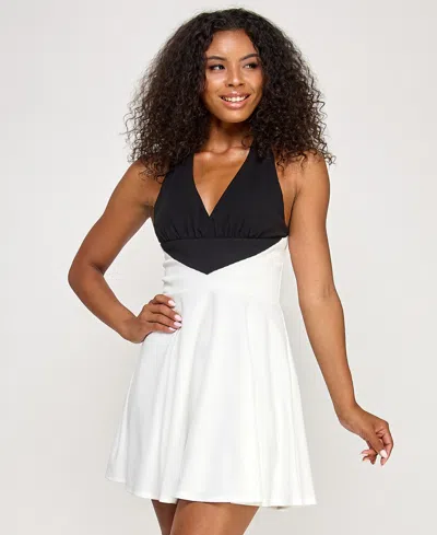 City Studios Juniors' Halter Fit & Flare Dress In Multi