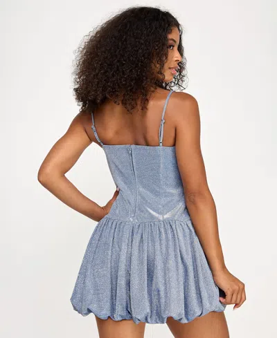 City Studios Juniors' Sleeveless Glitter Fit & Flare Dress In Blue
