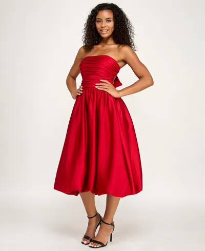 Seni & Cade Juniors' Bubble Strapless Midi Dress In Red