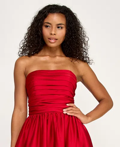 Seni & Cade Juniors' Bubble Strapless Midi Dress In Red