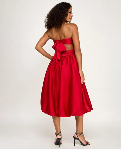 Seni & Cade Juniors' Bubble Strapless Midi Dress In Red