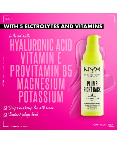 Nyx Professional Makeup Plump Right Back Electrolytes Plumping Primer Serum - 1.01 oz In Transparent